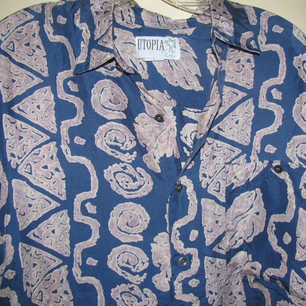 100 % SILK SHIRT - SIZE LARGE